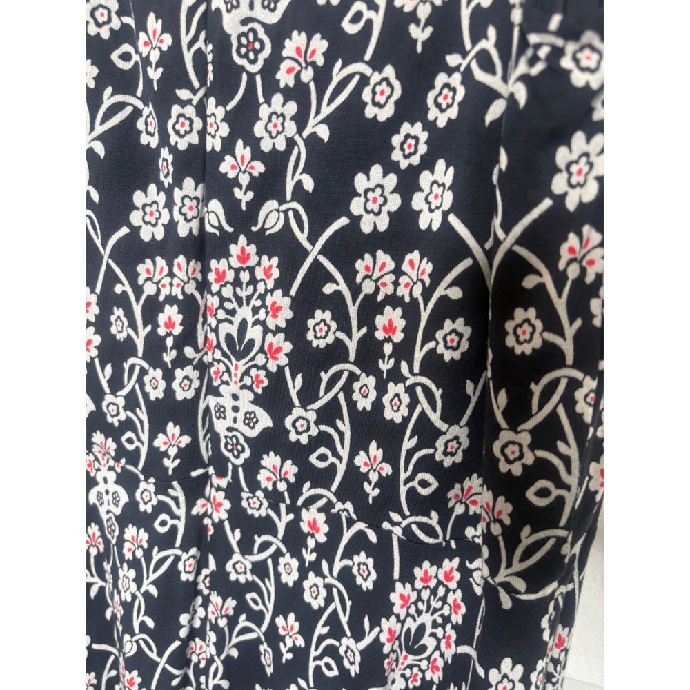 LOFT Floral Sleeveless Fit & Flare Midi Dress Navy White Pink Women's M - Picture 5 of 8